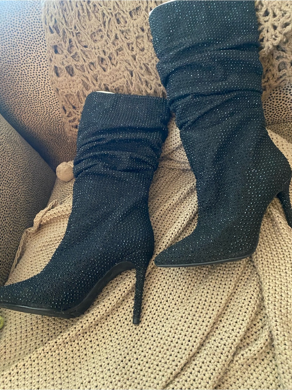 Jessica Simpson black sequin boots 8.5 NEW